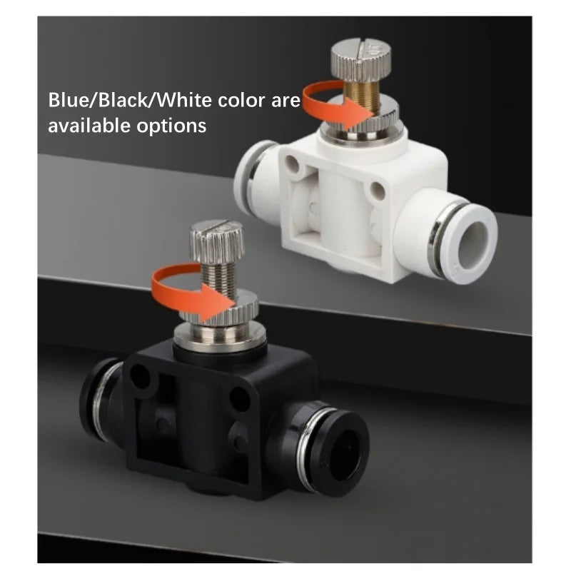 3pc Air Flow Speed Control Valve Tube Water Hose Pneumatic Push In Fittings Throttle Valve SA 4-12mm Quake