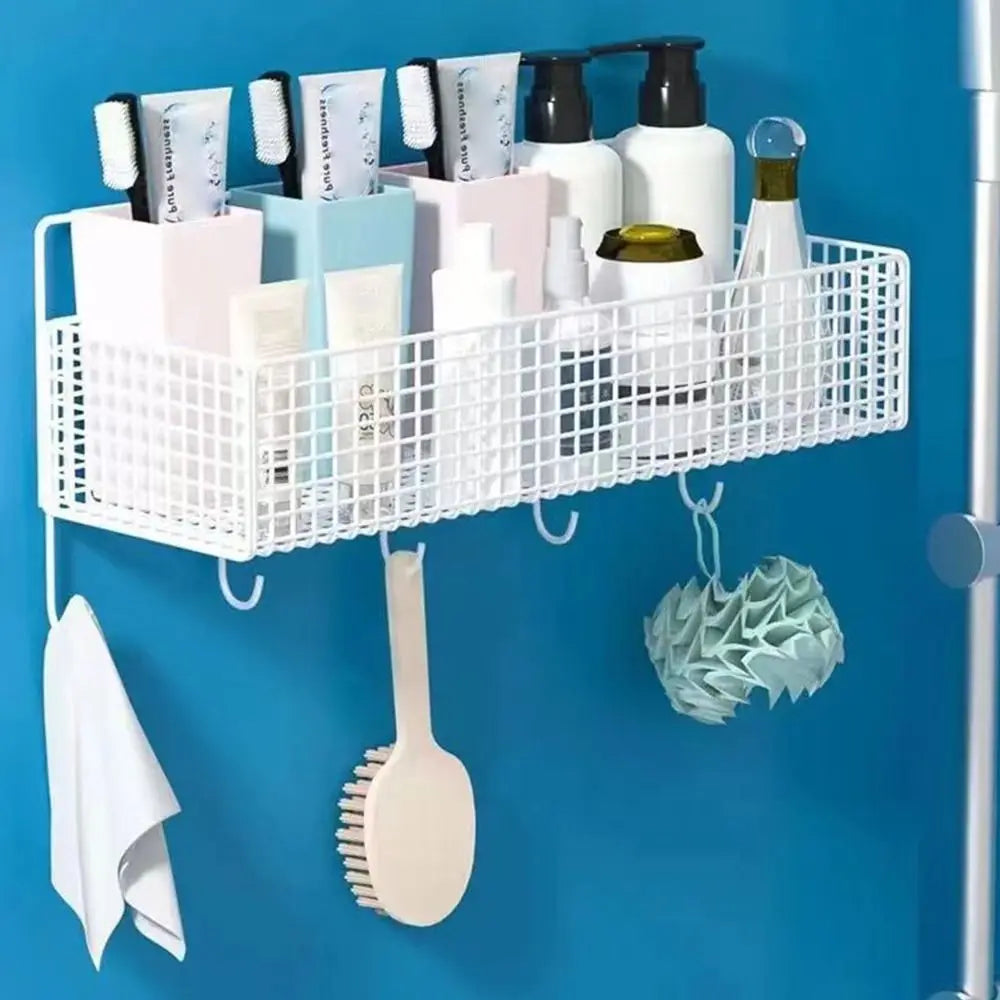 1Pcs Suspension Type Bathroom Storage Grid Shelf Wall Mount Kitchen Bathroom Accessories Bathroom Organizer Quake