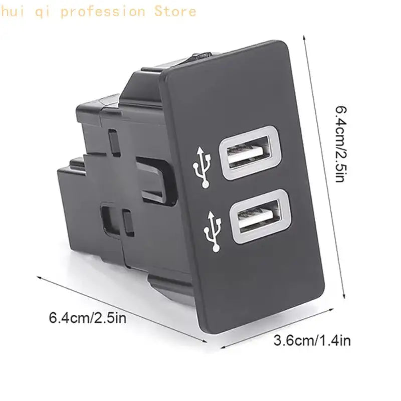 In-Car Dashboard USB Insert HC3Z-19A387-F, 2 USB-A Replacement Port with Side Clips and Black Front Housing for Charging Access Quake