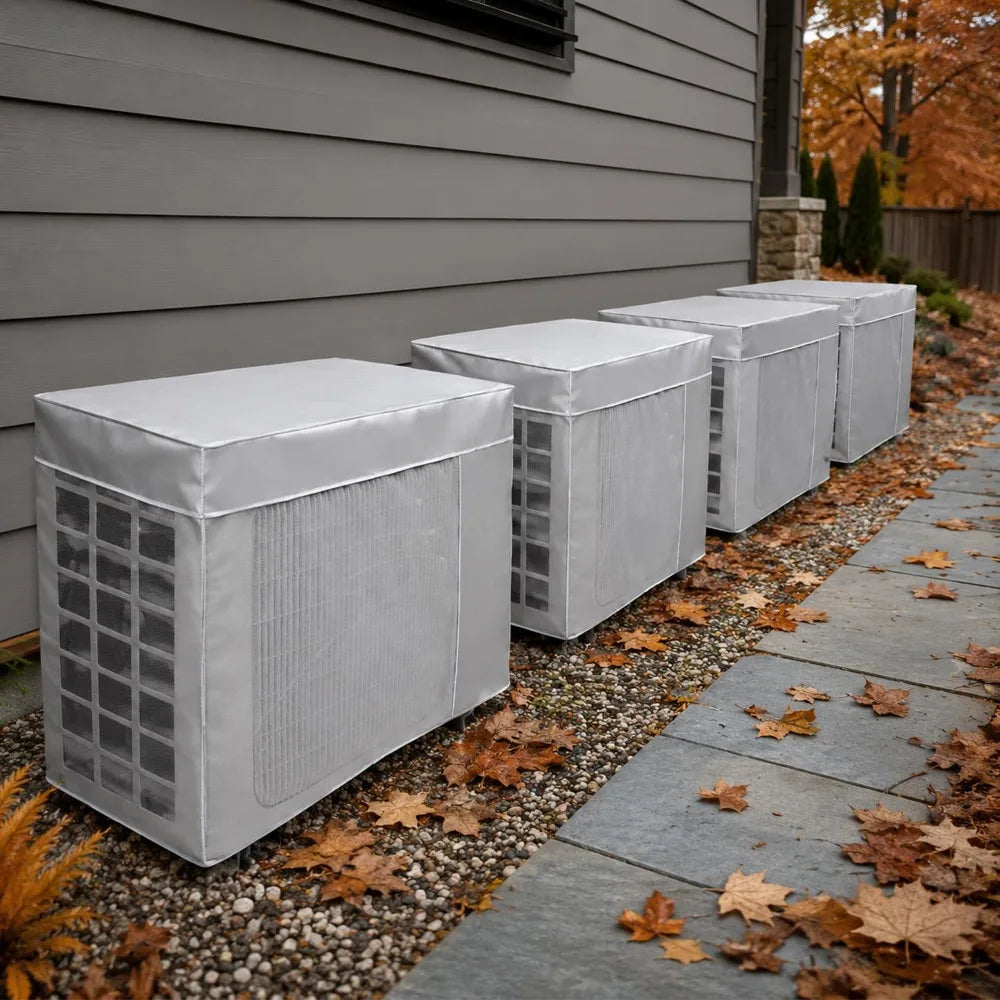 Air Conditioner Outdoor Unit Protect Cover Dustproof Waterproof AC Condenser Protector Breathable Mesh Cover with Elastic Bands Quake