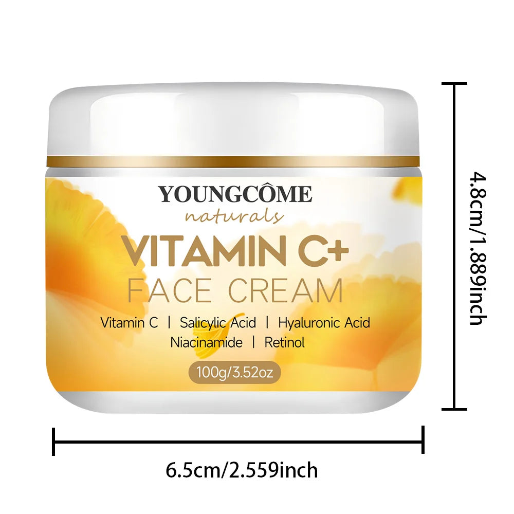 YOUNGCOMEN Vitamin C Face Cream Retinol Moisturizing Firming Hyaluronic Lightening Repairing Smooth Skincare Whitening Creams Quake 100G