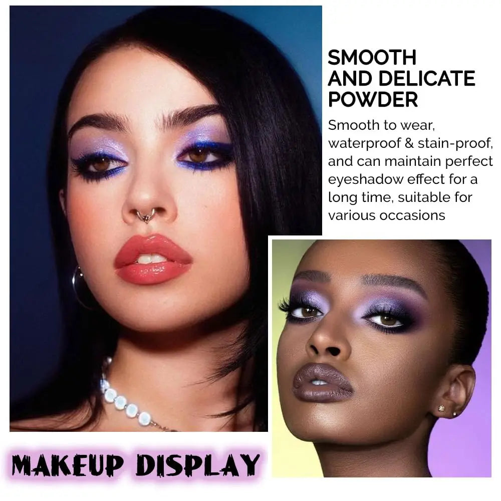 9 Color Eyeshadow Palette Matte Shimmer Glitter Purple Gray Smoky Style Cosplay Music Festival Makeup for a Glamorous Look Quake