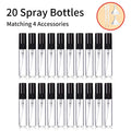 vvocci Mini Glass Perfume Spray Bottle Set – 24pcs 5ml Bottles with 20 Spray Nozzles, 2 Funnels & 2 Droppers Quake Glass M258 balck 24pcs 5ml