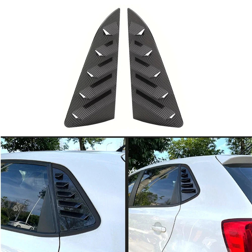 For Volkswagen VW Polo MK5 6R 6C 2011- 2017 Car Rear Louver Window Side Shutter Cover Trim Sticker Vent Scoop ABS Carbon Fiber Quake