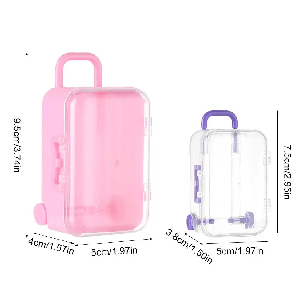 Fashion Plastic Mini Suitcase for Dolls Miniature Toys Trunk Dollhouse Decoration Lovely Small Clutch Jewellery Box Doll Handbag Quake
