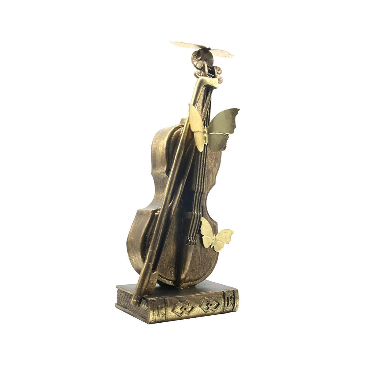 Violin Sculpture Resin Figurine Musician Gift Desktop Novelty Craft Decor for Housewarming Bookshelf Shelf Desk Centerpiece Quake