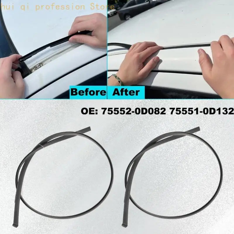 2pcs Premium Rubber Roof Drip Molding Seal Suitable for Hatchback 2014-2018 Left Side 75551 0D082 Right Side 75552 0D132 H8WE Quake