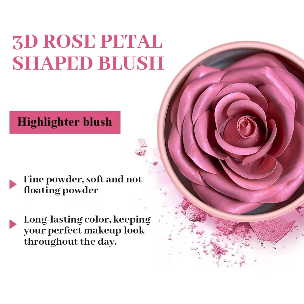 3D Petal Rose Makeup Blush 4 colors Gift Highlighter Rare Beauty Blush Rubor Forma Rosa Real Rose Flower Blush Shimmer Makeup Quake