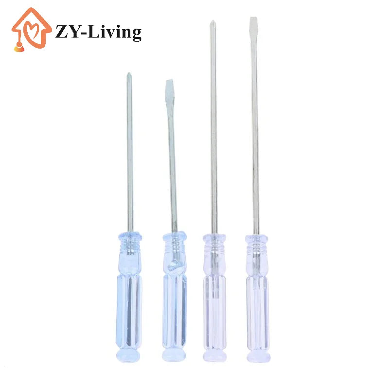 4Pcs/set Transparent Blue Handle Screwdriver Slotted Cross Manual Screw Driver Household Maintenance Repair Hand Tool Kit Quake