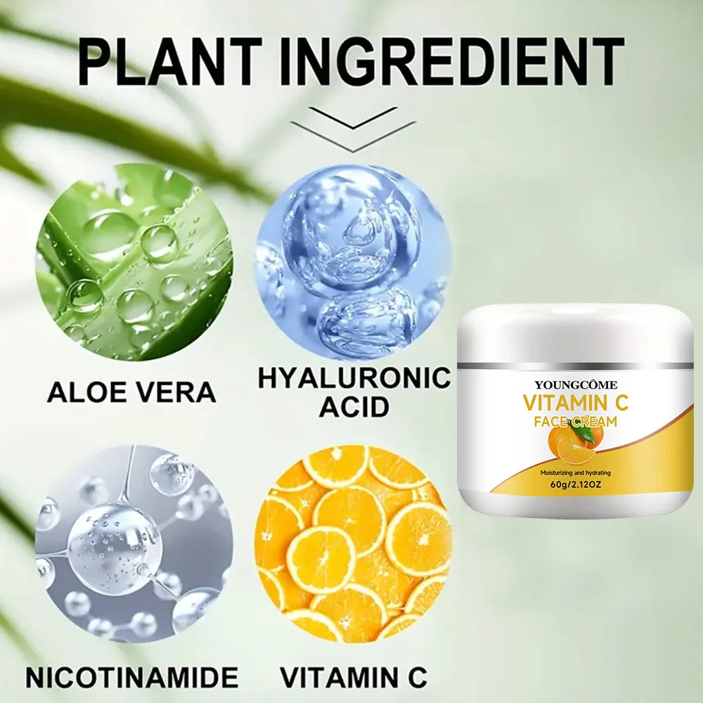 Vitamin C Face Cream Moisturiser Facial Anti Aging Whitening Skin Care Repair Fade Fine Lines Wrinkle Remover Face Cream Quake
