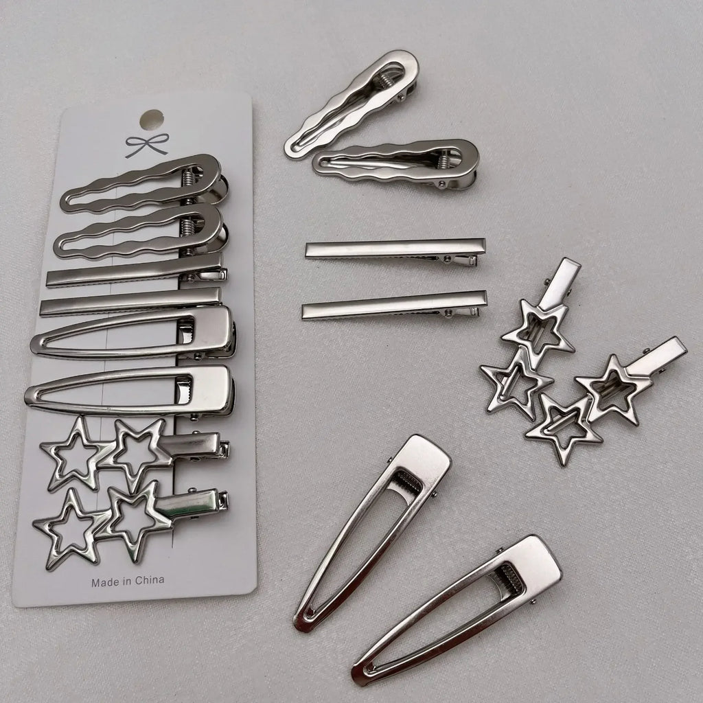 Sliver Metal Hair Clips Women Girls Y2K Duckbill Hairpin Personality Bangs Side Headwear Barrettes Hairclip Styling Accessories Quake