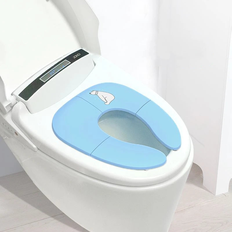 vvocci Folding Travel Potty Seat Portable Travel On A Toilet Seat Non-Slip Suction Cups For Fits Round Oval Toilets TouristCarry Quake B58 Blue