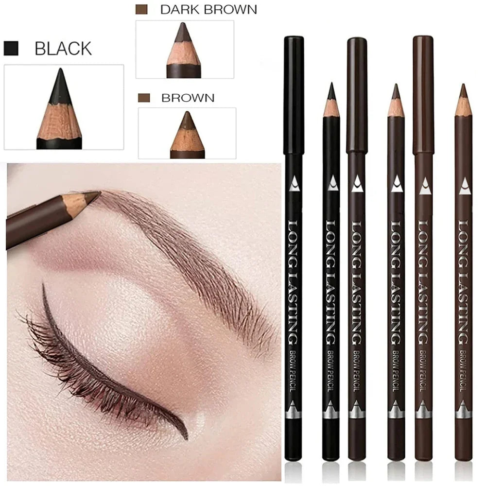 6/12Pcs Eye Brow Pencil Waterproof Professional Women Eye Makeup Pen Easy Color Natural Black Brown Cosmetic Beauty Eyebrow Tool Quake