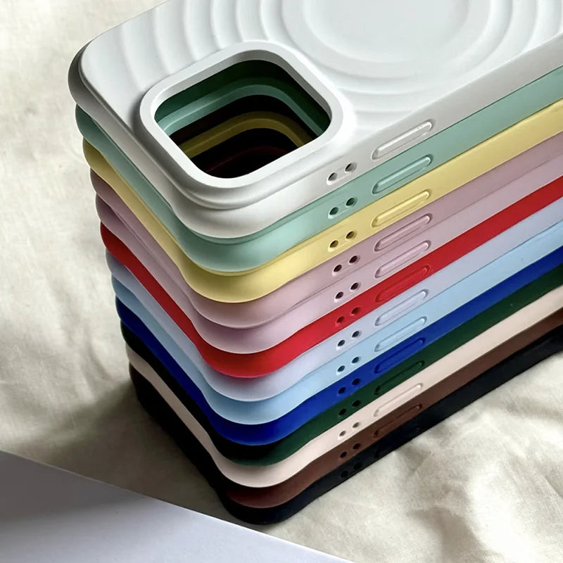 608233 Wave Magnetic Phone Cover for IPhone 13 14 15 16 17 18 Pro Max Case for IPhone 18Pro Quake