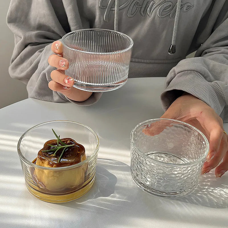 YWDL 4pcs Clear Glass Mini Bowls Set Kitchen Desserts Bowl Home Dips Sauces Pudding Fruit Charcuterie Boards Bowls For Meal Prep Quake