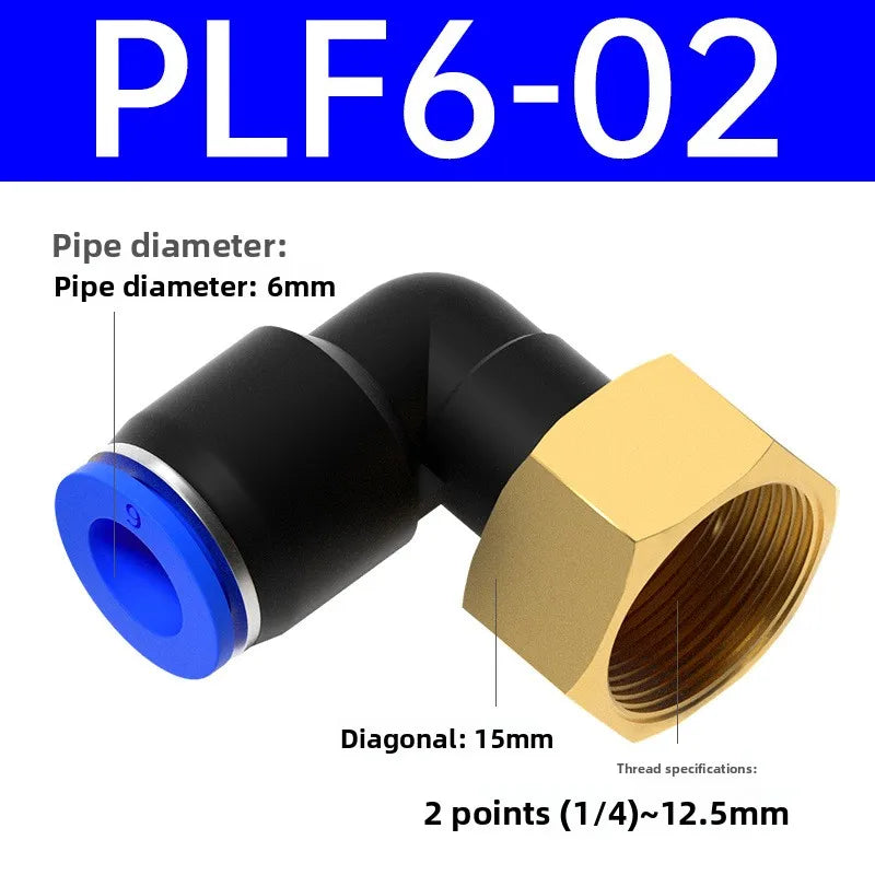 1pcs PLF Pneumatic Fittings Female Thread 1/8 1/4 3/8 1/2 Hose OD 4/6/8/10/12mm Air Elbow Connector Tube Push In Fittings Quake PLF6-02 1 Pcs