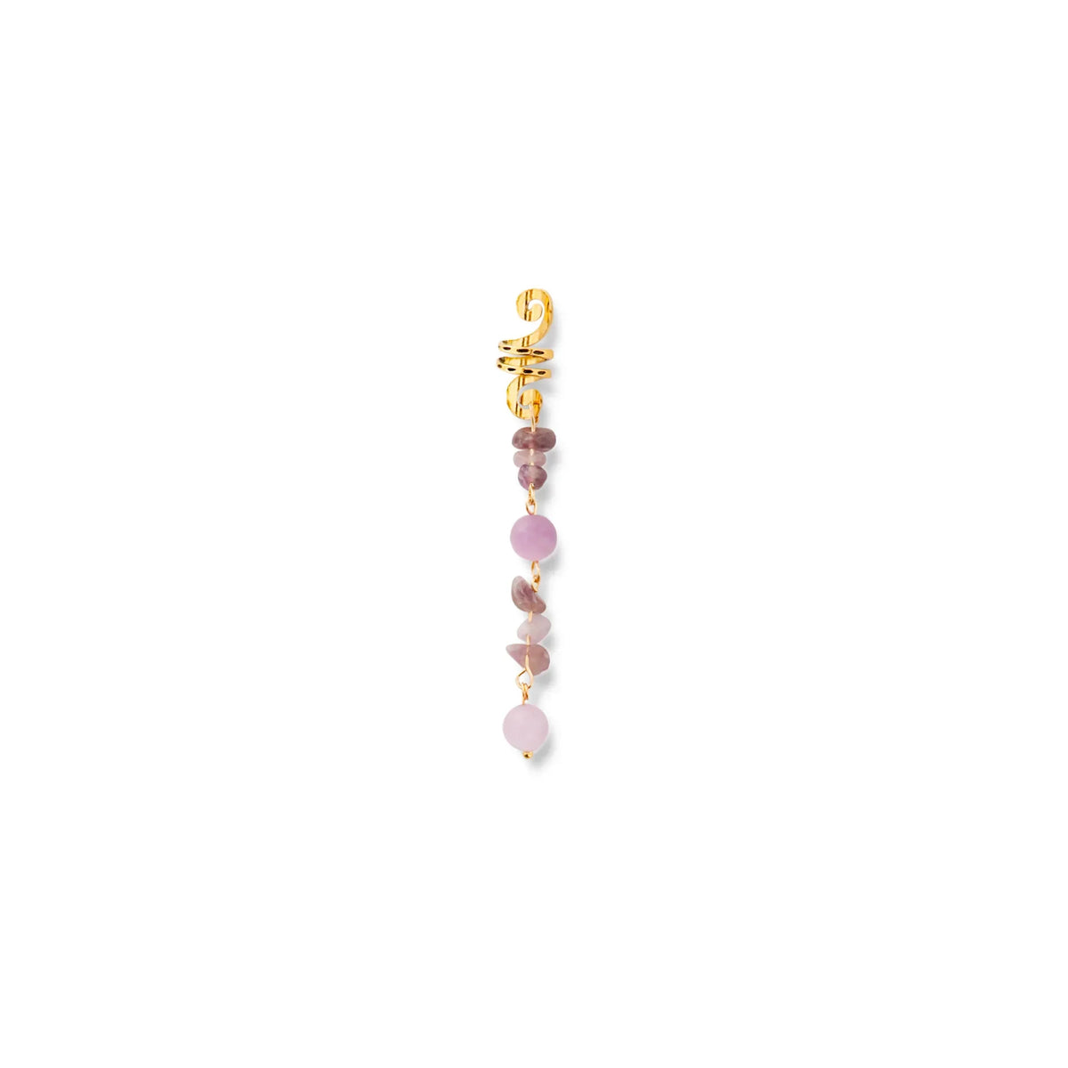 New Colored Hair Beads Crystal Stone Braids Barrette Spiral Charms Beads for Women Jewelry Vintage Hairpin Dreadlock Accessories Quake Purple-short