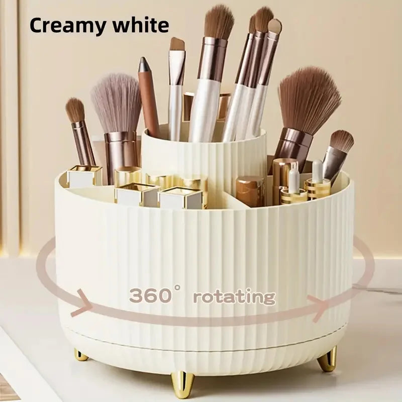 360° Rotate Makeup Brush Holder Organizer, Makeup Organizers Countertop, Makeup Organization and Skincare Storage for Vanity Quake WA-360BE