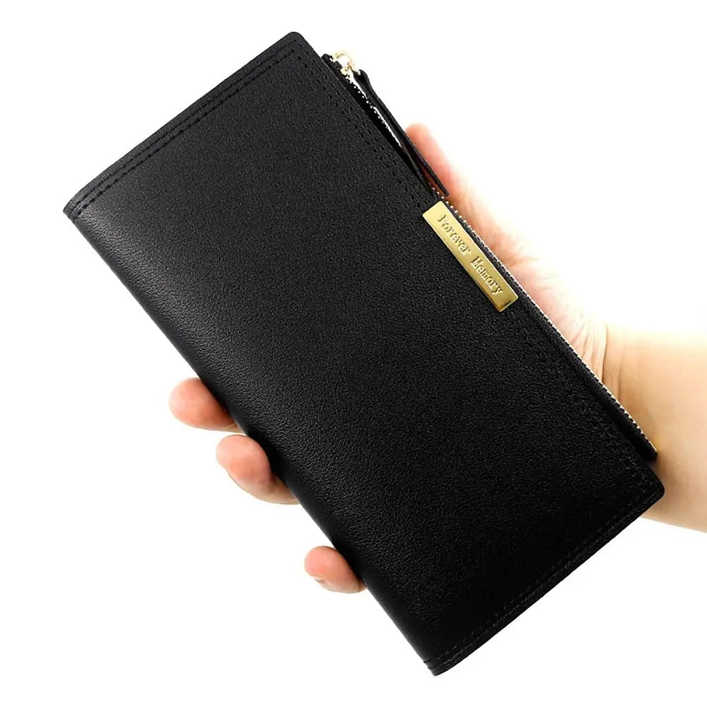 Multi-card Women's Long Wallet Portable PU Leather Card Holder Photo Holder Korean Style Note Compartments Purse Mother's Gift Quake