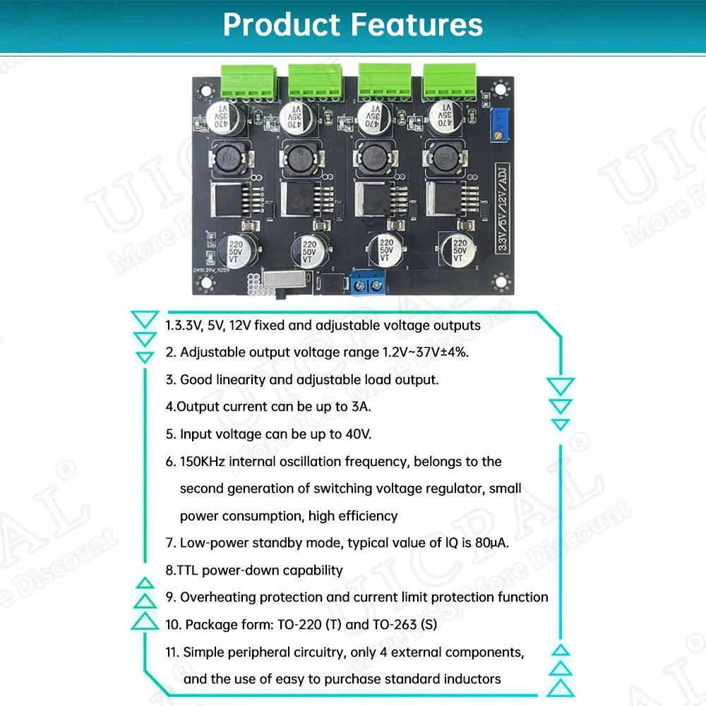 Multi-Circuit Switching Power Module 3.3V 5V 12V ADJ Adjustable Voltage Output Power Modules LM2596 Quake