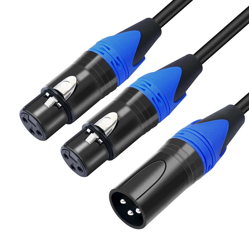 Premium XLR Splitter Cable 50CM 2 Pack Male to Dual Female Audio Extension Cord for Microphone Mixer Sound System Use Quake