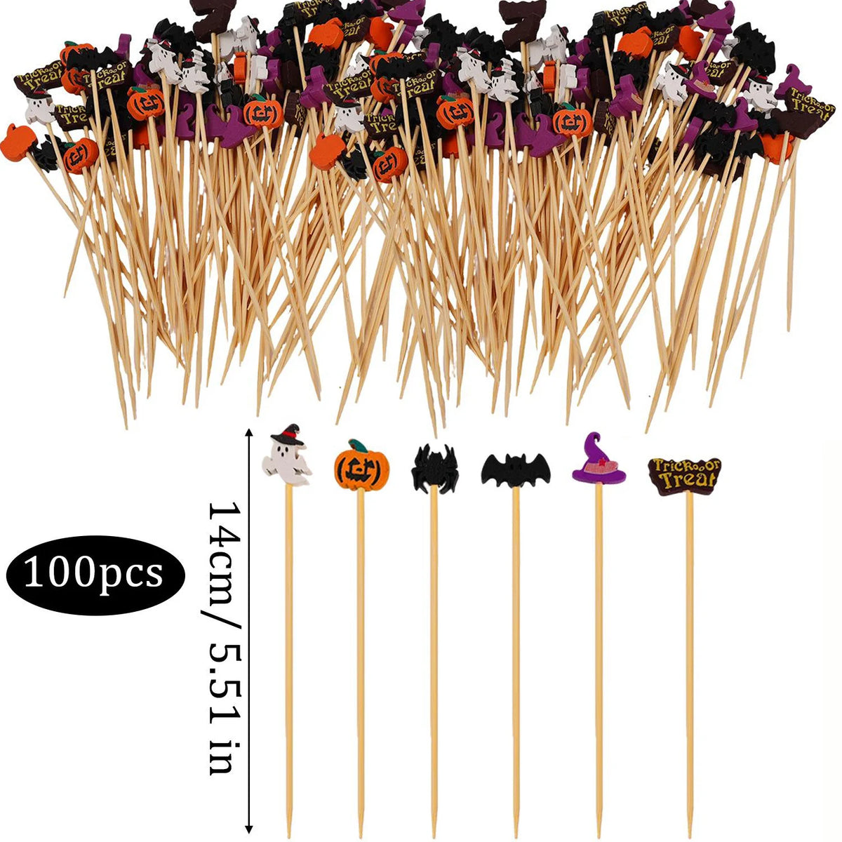 Halloween Themed Decorative Toothpicks Pumpkin Ghost Bat Disposable Food Toothpick Cupcake Topper Xmas New Year Party Decoration Quake MULTI