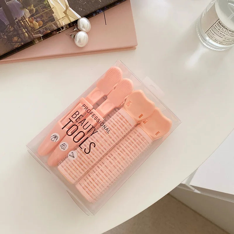 4pcs/set Korean Fluffy Hairpins Bangs Fixed Clips Curling Hairpin Hair Root Volumizing Clips Hairdressing Hair Style Accessories Quake orange