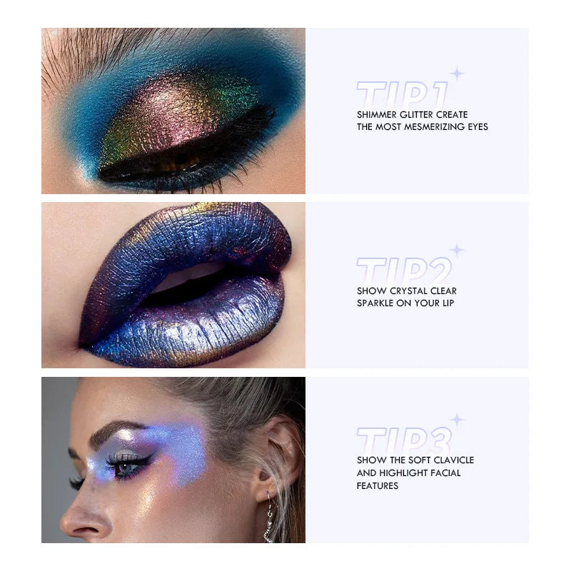 High-Pigmented MultiChrome Eyeshadow Powder MultiChrome Shifting Pigments Duochrome Chameleon Eyeshadow Infinite Chrome Powder Quake