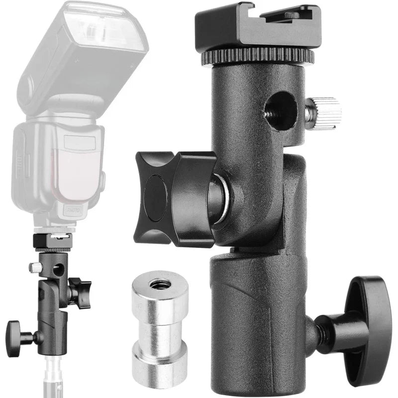 Swivel Metal Mount Flash Hot Shoe Umbrella Holder Mount Bracket for Studio Light Type E Stand,Soft Umbrella Reflective Umbrella Quake