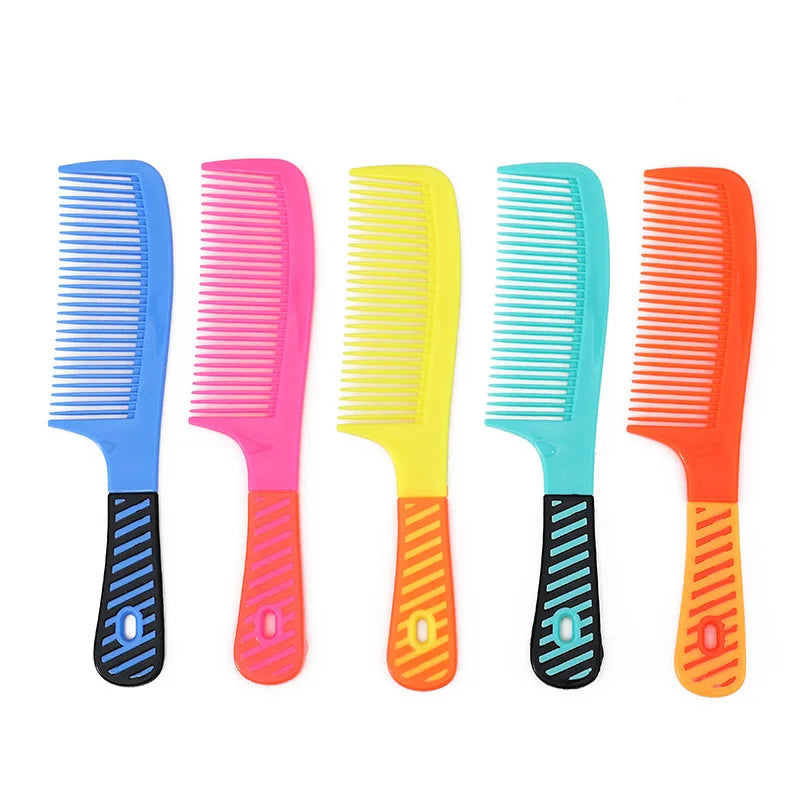 5pcs Random Color Fine Tooth Comb Set Essentials Styling Round Combs Plastic Handle Hairdressing Tools for Grooming and Beauty Quake