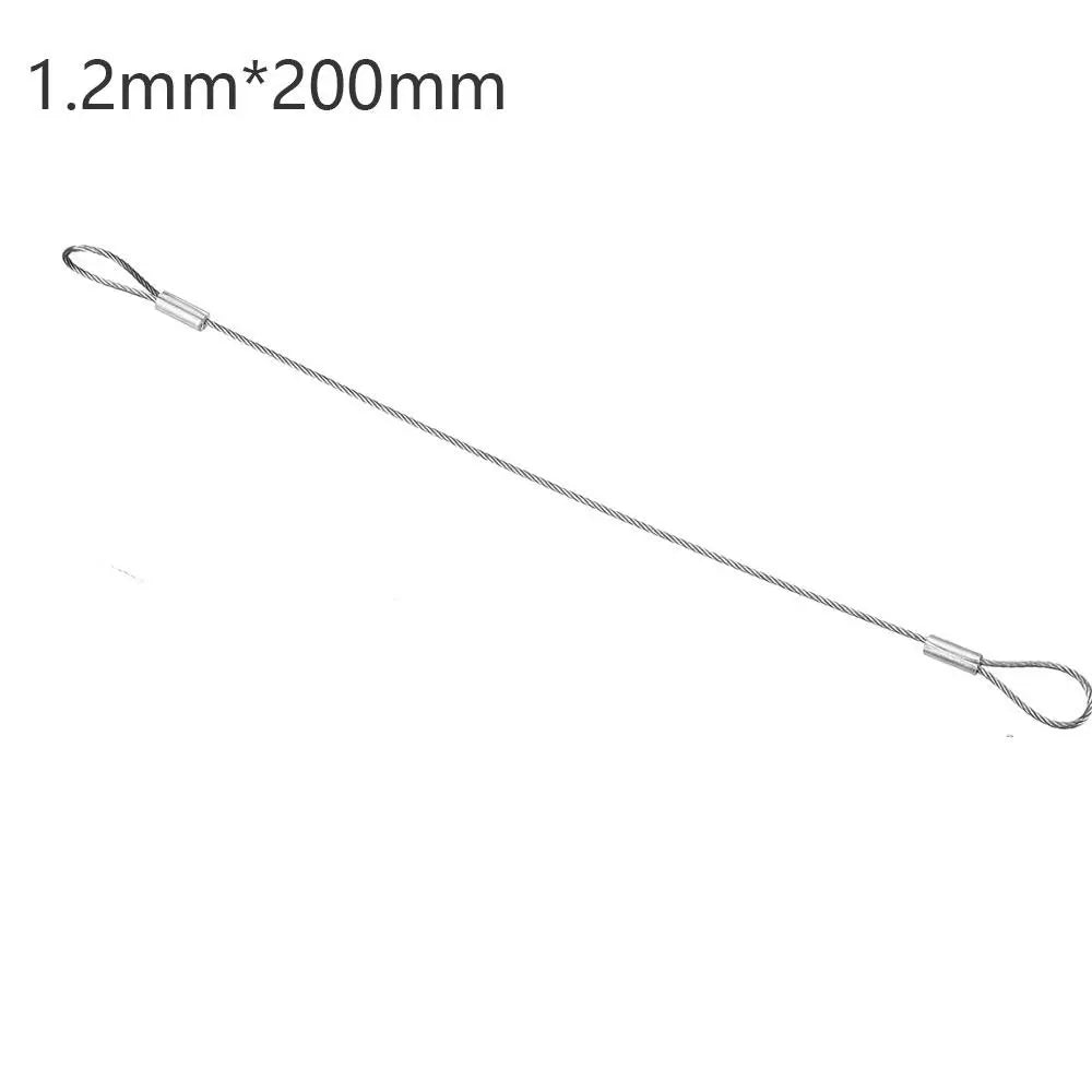 Convenient 20cmx2mm Safety Security Cable Wire Stainless Steel Sliver Stage Lights Rope Double Loop Daily Quake 1PC-1.2mm
