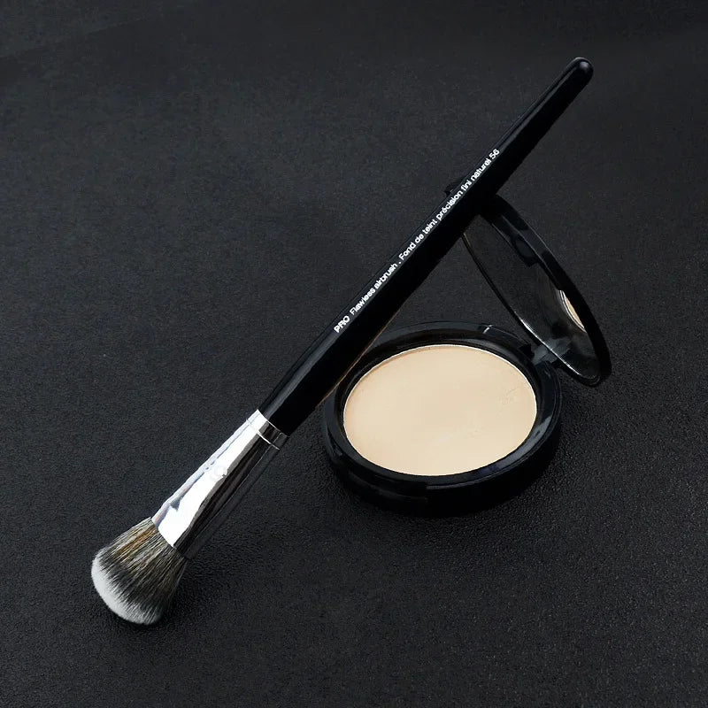 PRO Black Foundation Airbrushed Makeup Brush #56 - Domed Medium-Sized Soft Synthetic Liquid Cream Cosmetics Beauty Tools Quake