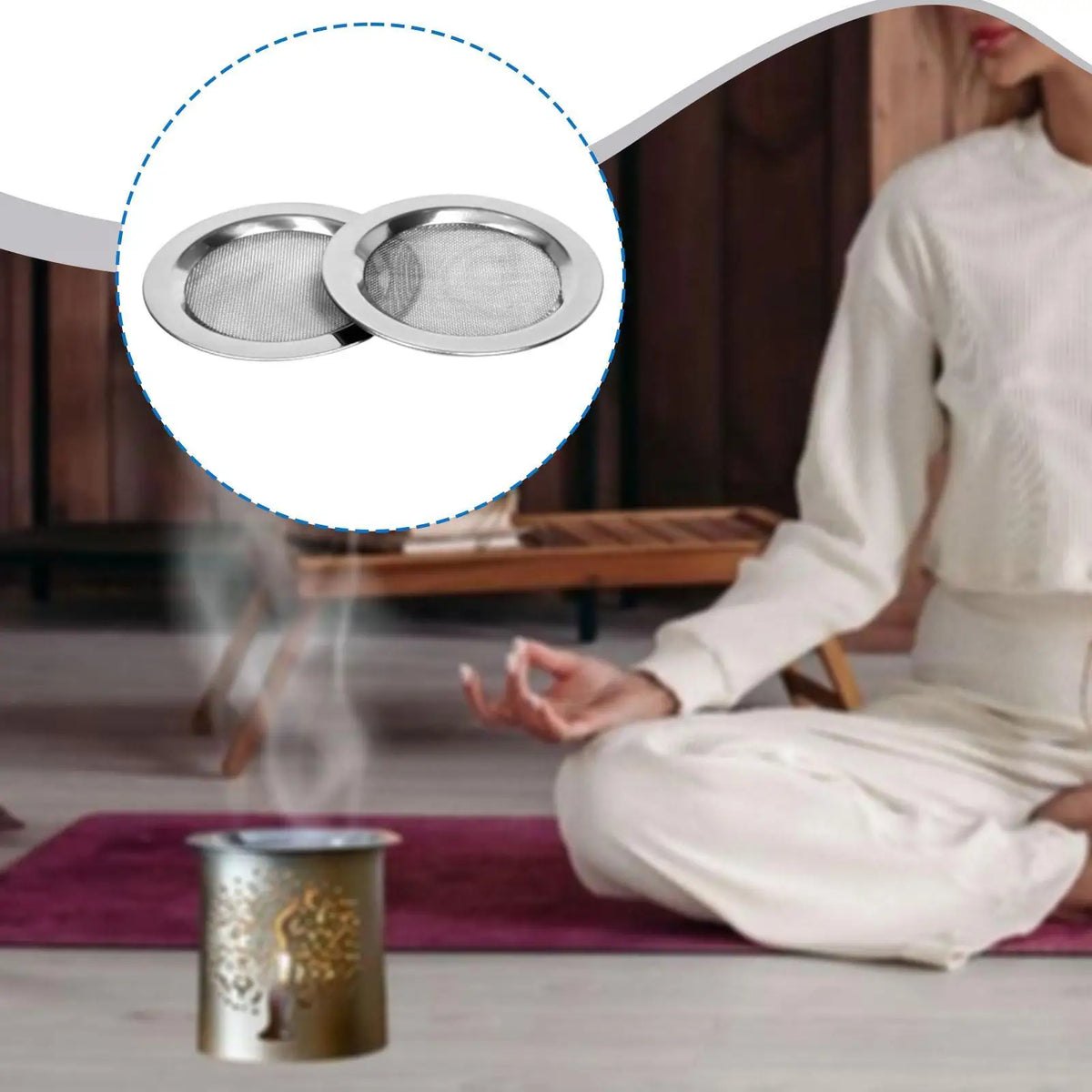 Incense Burner Filter Screen Stainless Steel Silver Sieve Plate for Backflow Incense Holders Sticks Rods and Coils Quake