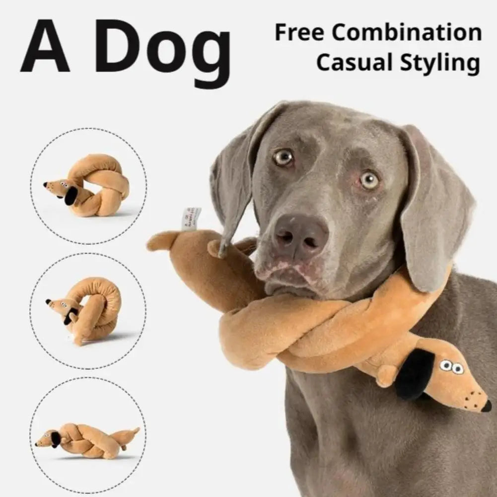 Extra Long Dachshund Stuffed Animal Toy Soft Bendable Body with Sound Function, Ideal as a Warm-Up Doll for Cats in Winter Month Quake
