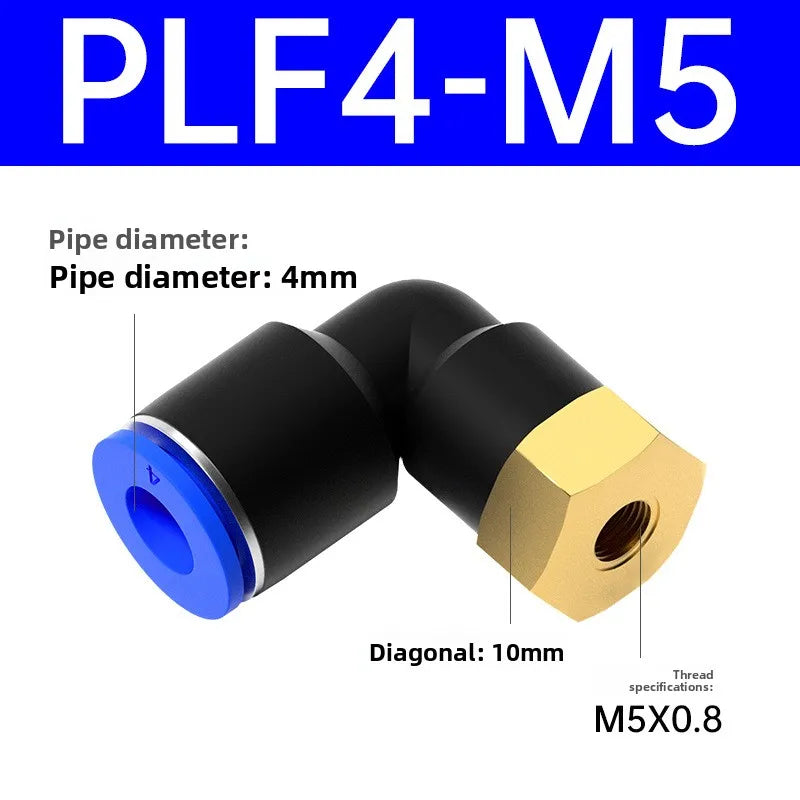 1pcs PLF Pneumatic Fittings Female Thread 1/8 1/4 3/8 1/2 Hose OD 4/6/8/10/12mm Air Elbow Connector Tube Push In Fittings Quake PLF4-M5 1 Pcs
