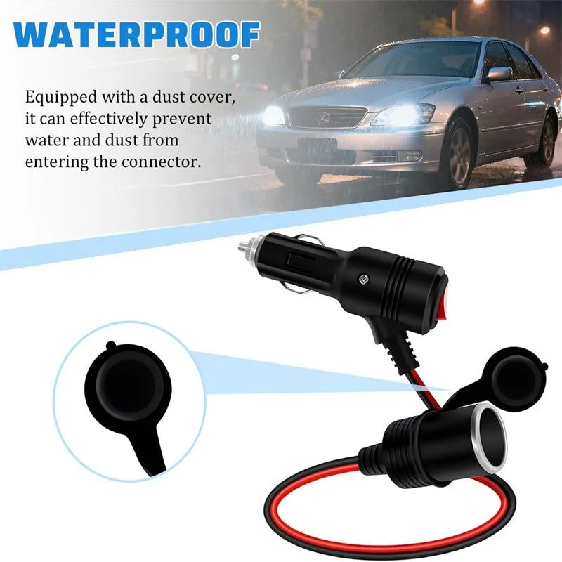 Universal Automotive 12V Battery Clip Adapter Cable 12AWG Pure Copper Wire for Cigarette Lighter Socket Vehicle Power Connection Quake