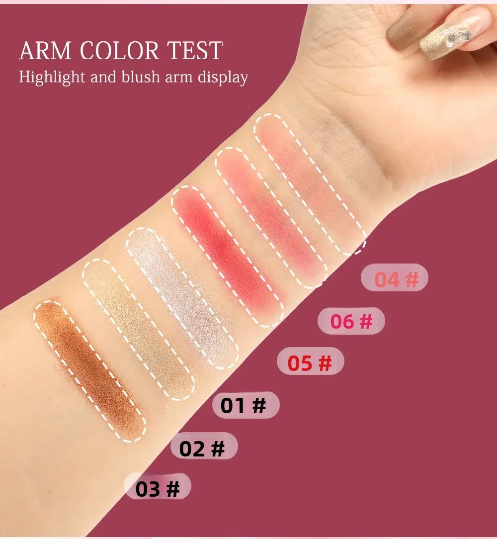 SAM SUGAR 3D Three-Dimensional Rose Blush, High Gloss, Naturally Enhances the Complexion, Small Petals, Nude Makeup Color:06 Quake