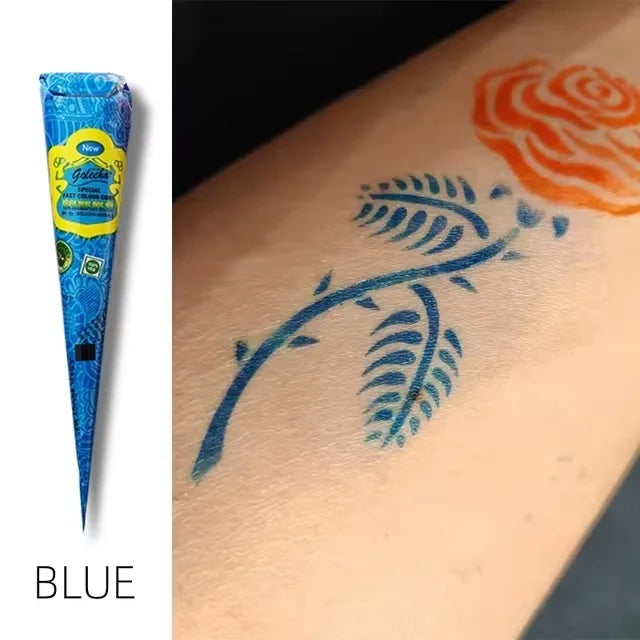 25g Temporary Cream Semi-Hand-Painted Cream Tattoo Cream Smear Tattoo Color Material India Painting Color Tattoo Cone Body Art Quake BLUE