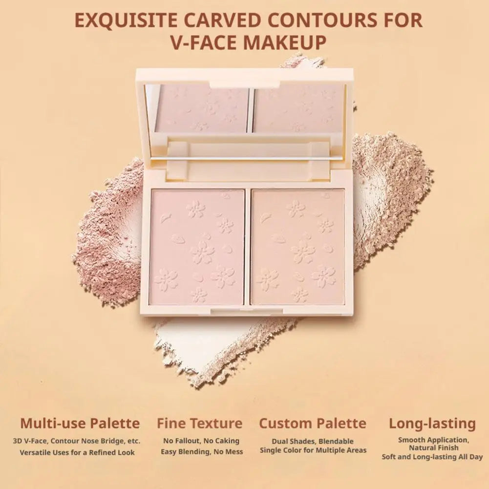 Double Layer Matte Compact Powder, Poreless-Looking Pressed Setting Face Powder 12H Oil Control, Full Coverage Soft Focus Effect Quake
