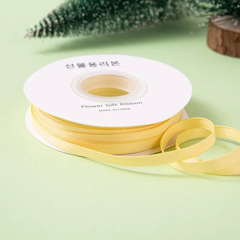Matte Double Sided Polyester Cotton Ribbon DIY Craft Bow Making Ribbon Garment Accessories Gift Wrapping Decorative Strap Quake yellow about 0.6x220cm