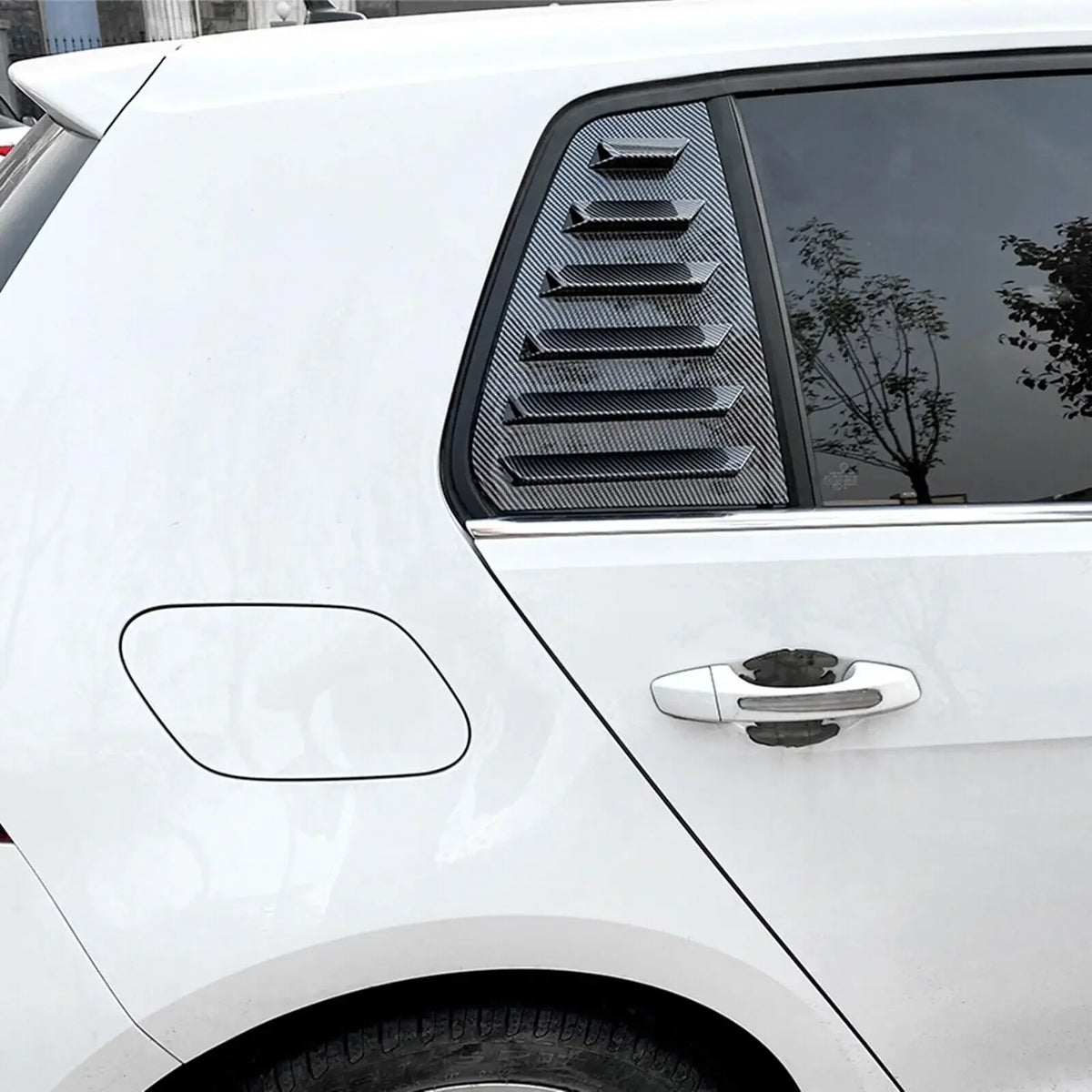 For VW Golf MK7 MK7.5 2013-2019 Car Rear Louver Window Side Shutter Cover Trim Sticker Vent Scoop ABS Carbon Fiber Black Auto Quake