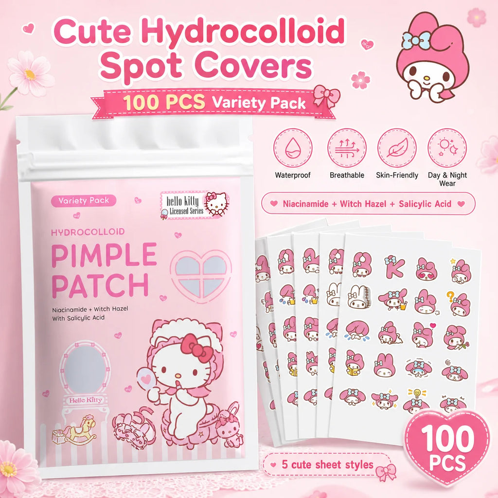 100PCS hello kitty Acne patches, facial acne patches, hydrogel acne removal patches, concealer Quake 100pcs