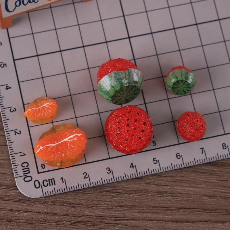 50pcs Creative Watermelon Slushy Orange Ornament Simulation Food Miniature For Desktop Decor DIY Resin Crafts Home Accessories Quake