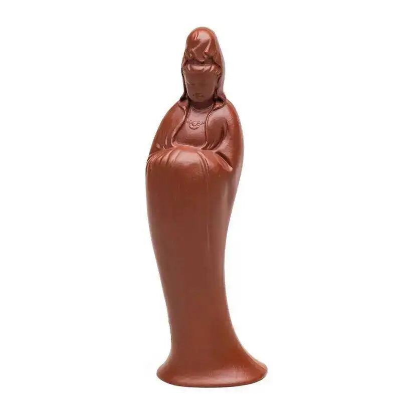 Zisha Tea Pet Zizai Guanyin Small Ornament Handmade Figure Buddha Statue Sculpture Ceramic Tea Play Accessories Quake