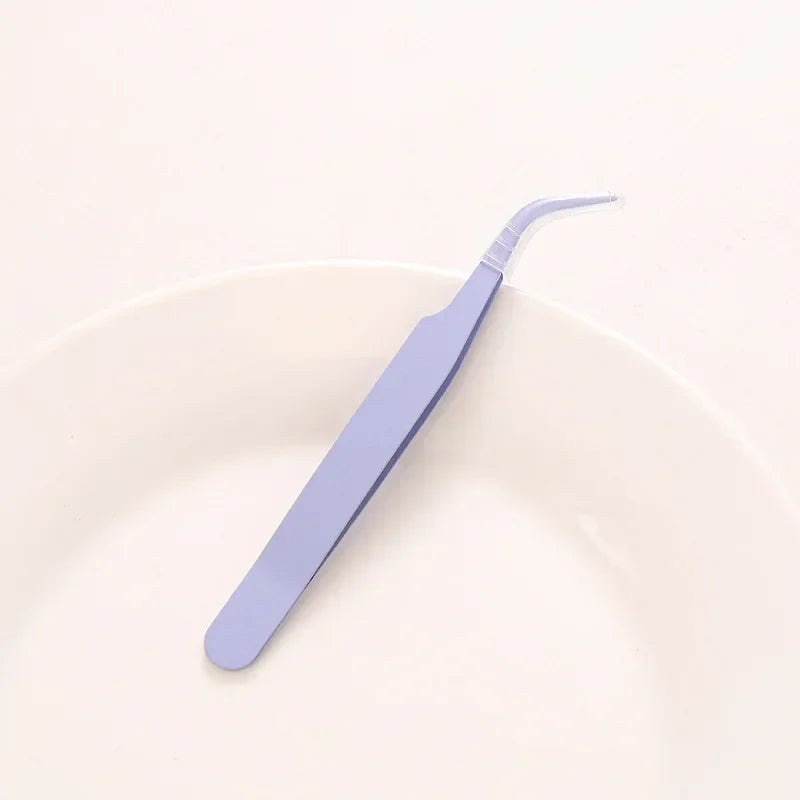 Macaroon Nail Art Decor Eyelashes Tweezers Tweezer Scrapbook Sticker Tapes Picking Stainless Clips DIY False Eyelashes Tools Quake Purple W