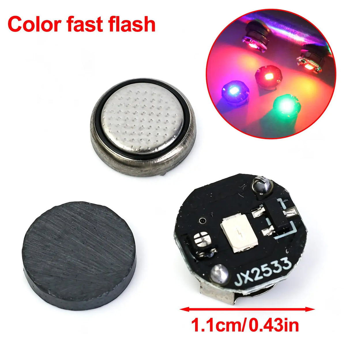 10/1PCS Miniature Wireless Magnetic Light Model Srong Bright Single Lamp with Button Battery DIY Handmade Decorative Lamp Wires Quake Color Fast Flashing 10PCS