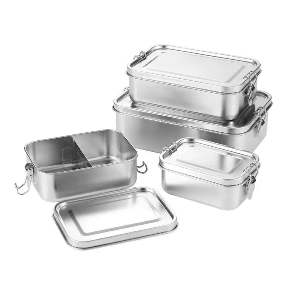 Portable Stainless Steel Bento Box Square Leakproof Lunch Box Large Capacity with Lid Lunch Container Outdoor Quake