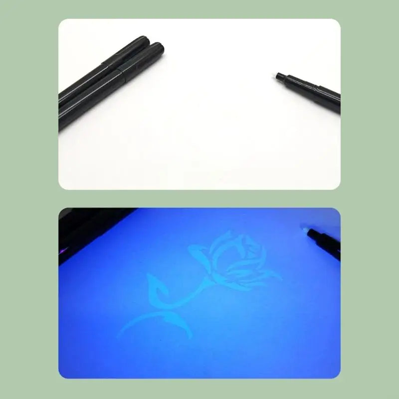 2Pcs Invisible Inks Pen with LED Keychain Flashlight for Secret Note K1KF Quake