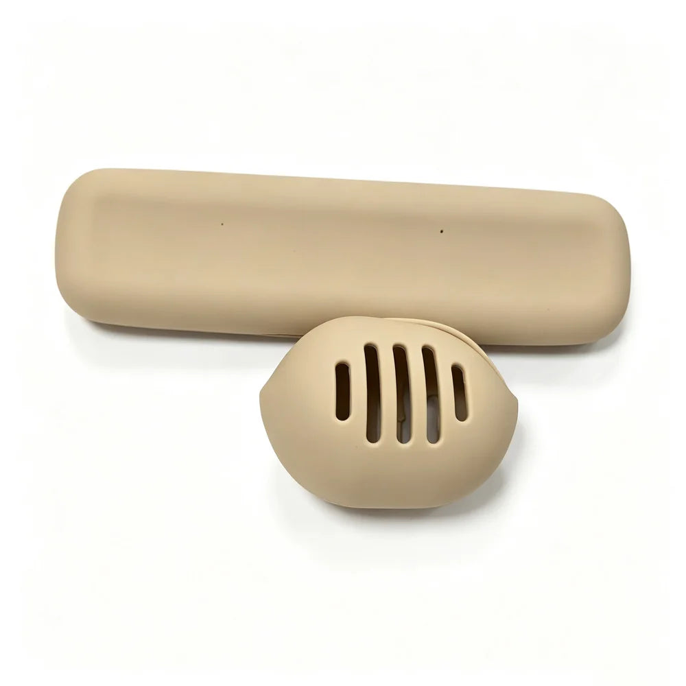 vvocci Beauty Blender Storage Silicone Makeup Case Portable Storage Bag Storage Tool Dustproof Breathable Travel Quake M78 Brown
