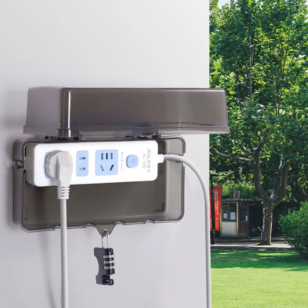 Durable Plastic Plug Box Anti-theft Waterproof Cable Management Box Protect Outlet Weatherproof Socket Protective Cover Outdoor Quake
